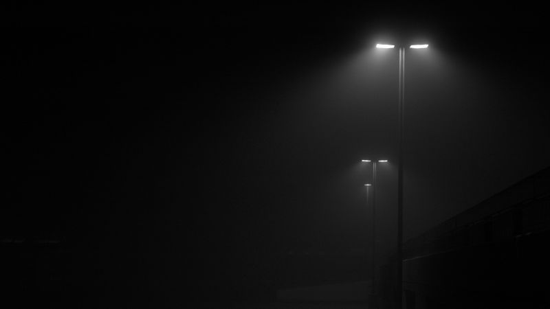 street light, white, black, monochrome, night, mist street light, white, black, monochrome, night, mist