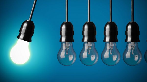 lights,digital art,3D,lightbulb,reflection,blue background