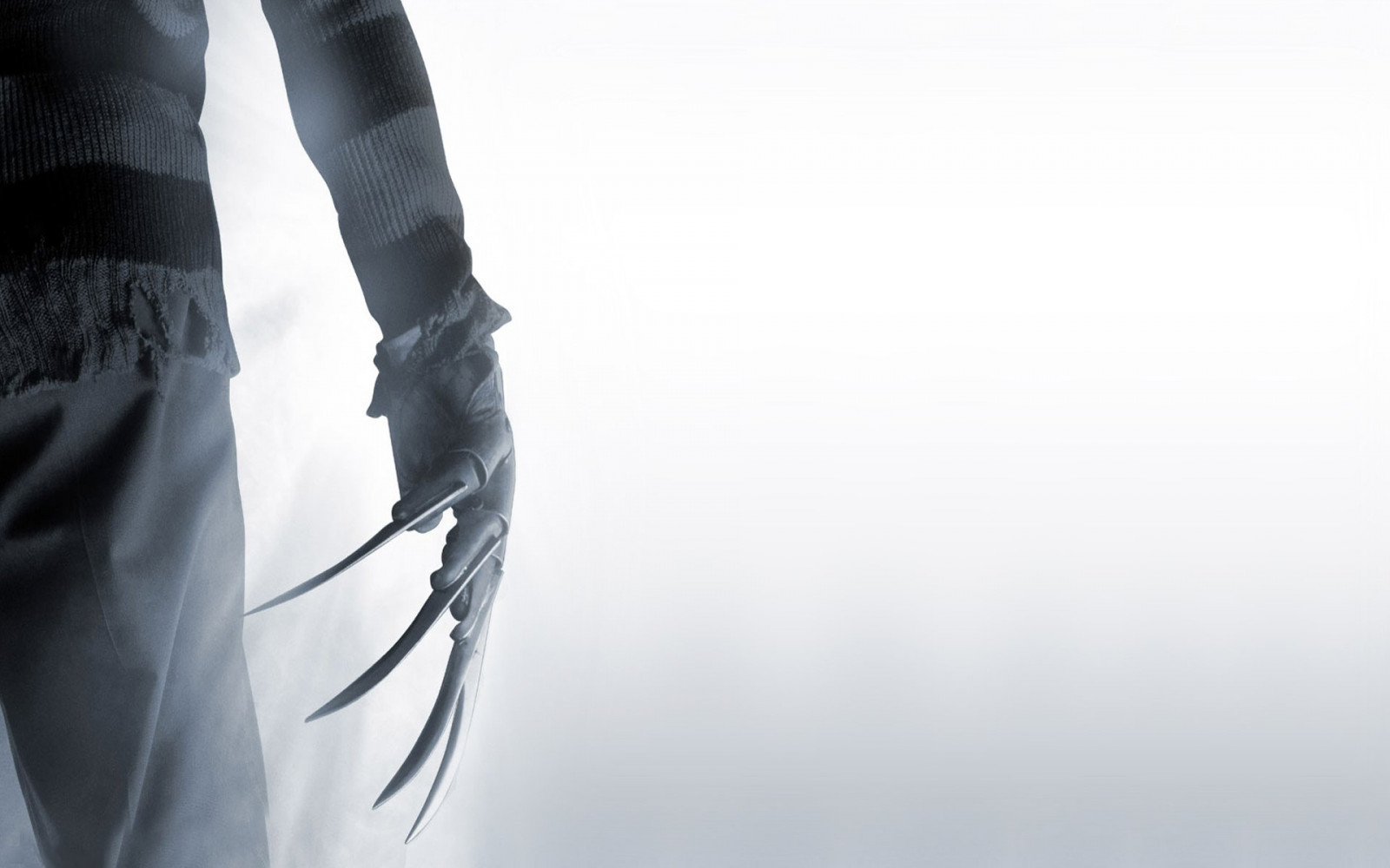 fotografování, černobílý, Freddy Krueger, filmy, jednoduché pozadí, Nože, roztrhané oblečení, hrůza