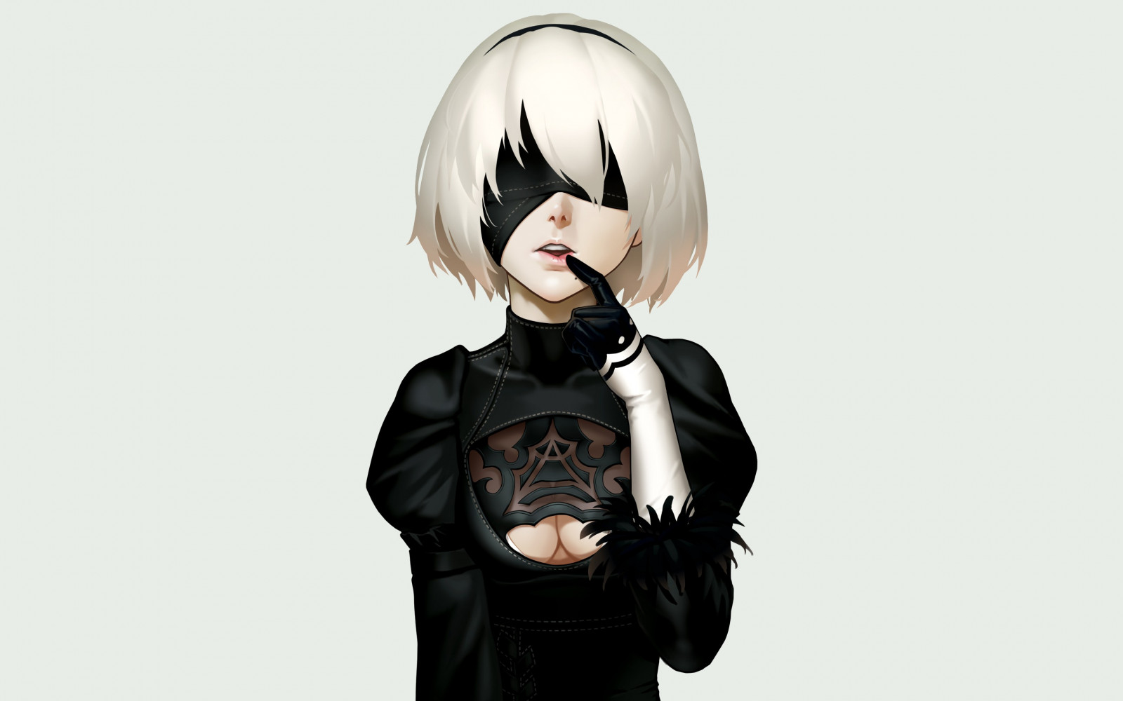 illustrazione, capelli bianchi, anime, guanti, cartone animato, Nier Automata, 2B Nier Automata, NIER, Giocattolo, mangaka