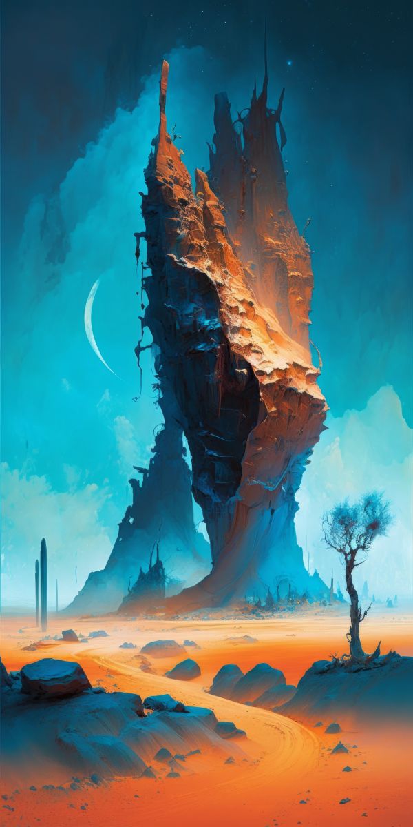 ai art,painting,vertical,portrait display,surreal,mountains