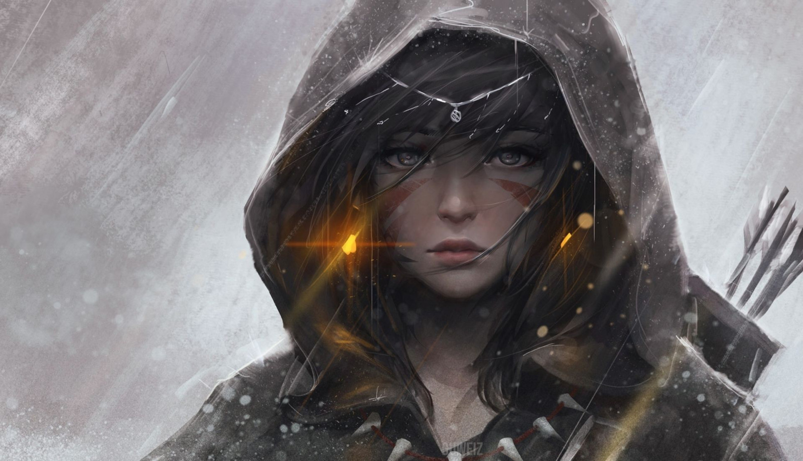 sort, anime, sne, vinter, GUWEIZ, hood af guweiz, KUNST, goth subkultur