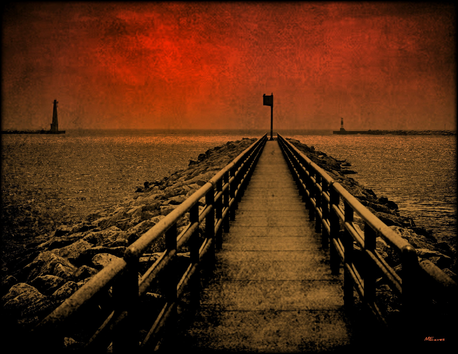 solnedgang, hav, vand, himmel, solopgang, berolige, aften, fyrtårn, horisont, atmosfære, klipper, mole, tekstureret, skumring, Michigan, gangbro, daggry, platinumheartaward, pentaxart, pentaxk10d, tonet, K10D, Lake Michigan, GreatLake, stock photography, fixed link