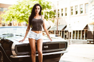 Wallpaper Long Hair Shorts Vehicle Women With Cars Tank Top