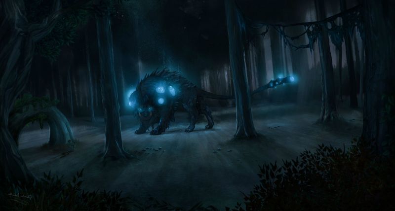 bosque, Arte fantasía, noche, medianoche, barco fantasma, selva bosque, Arte fantasía, noche, medianoche, barco fantasma, selva