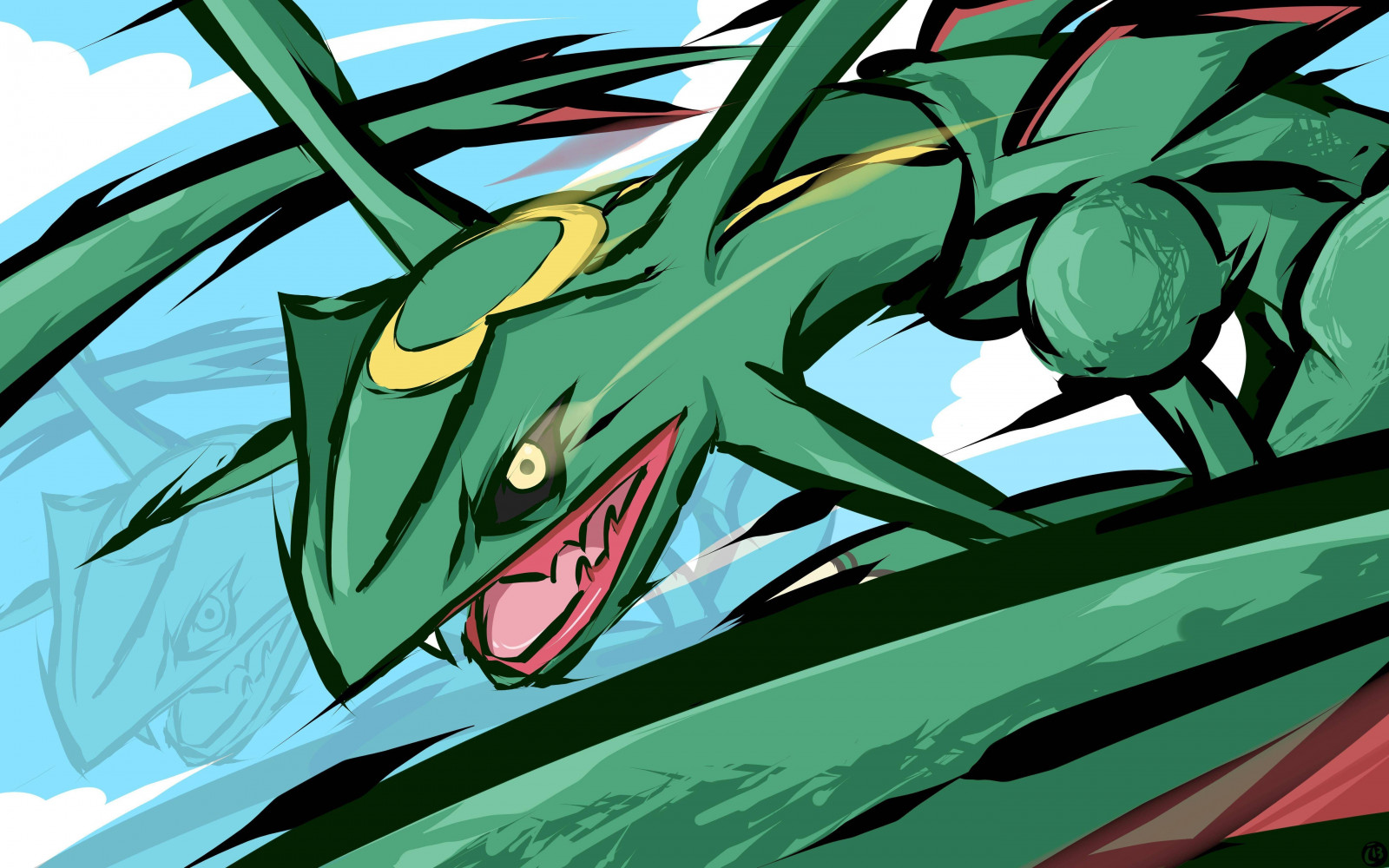 illustration, Anime, dessin animé, Pok mon, des bandes dessinées, Rayquaza, ART, Mecha, BD