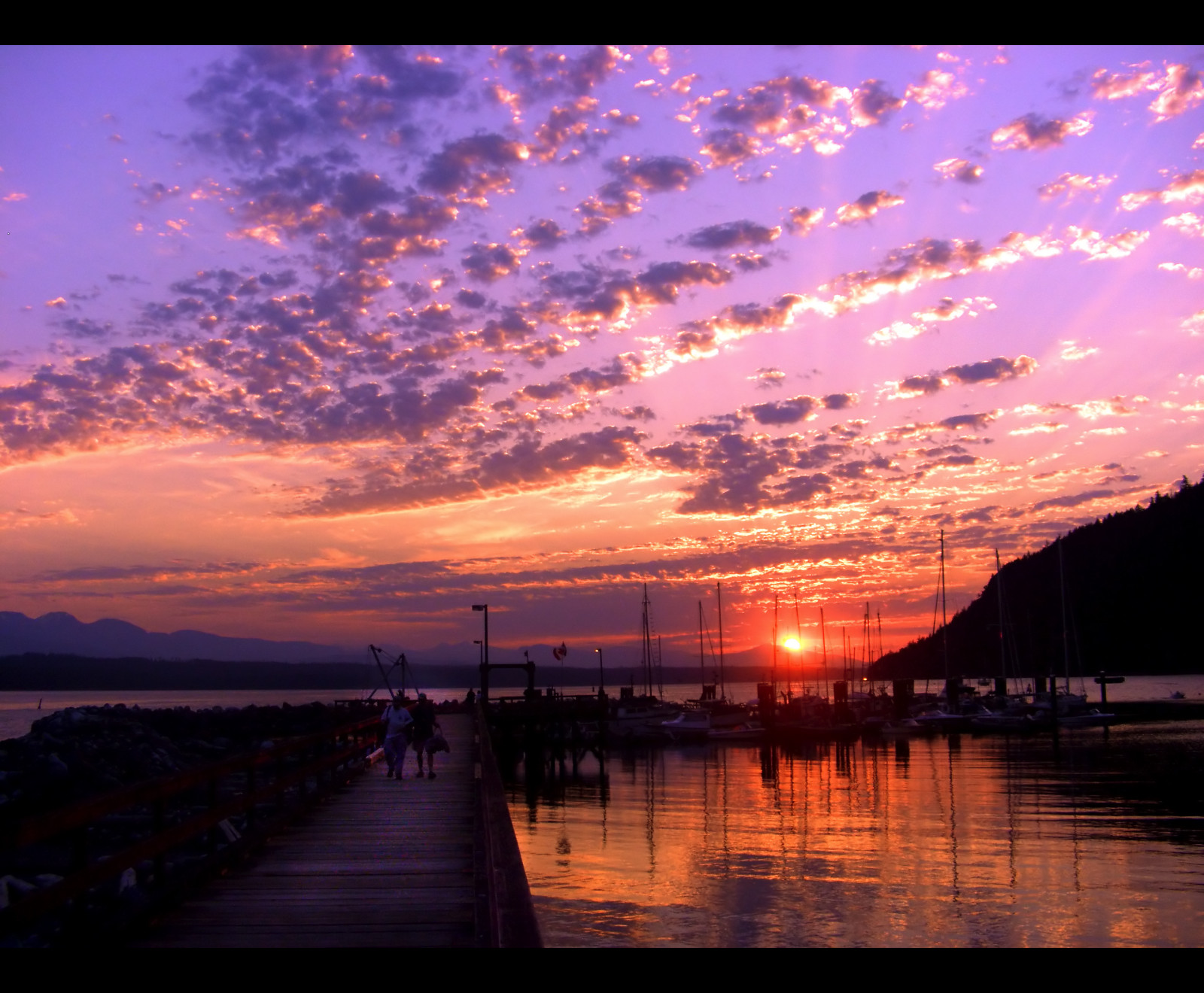 oceán, západ slunce, lidé, odraz, voda, jachta, Marina, ostrov, loď, Bravo, před naším letopočtem, Hornby, themoulinrouge, flickrsbest, thegardenofzen