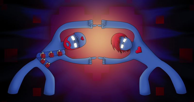 illustration, anime, cartoon, Monstercat, blue, Pegboard Nerds illustration, anime, cartoon, Monstercat, blue, Pegboard Nerds
