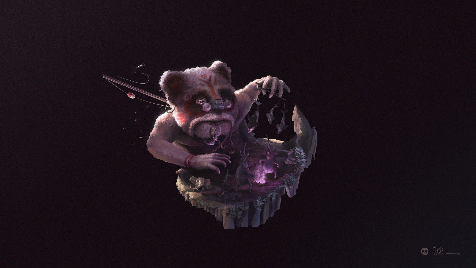 Wallpaper digital art, teddy bears, Desktopography, darkness