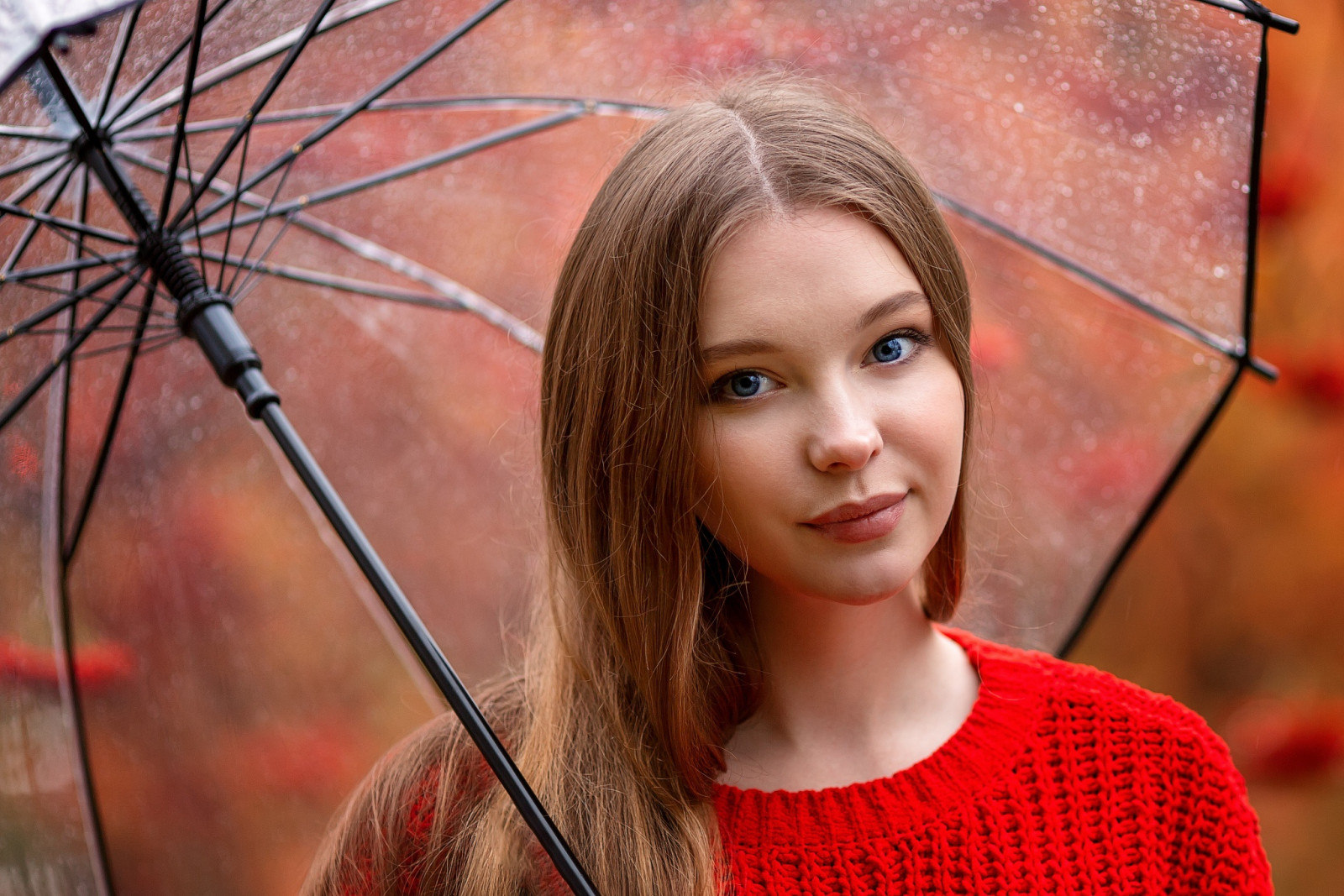 Wallpaper face, model, women outdoors, portrait, umbrella, blue eyes