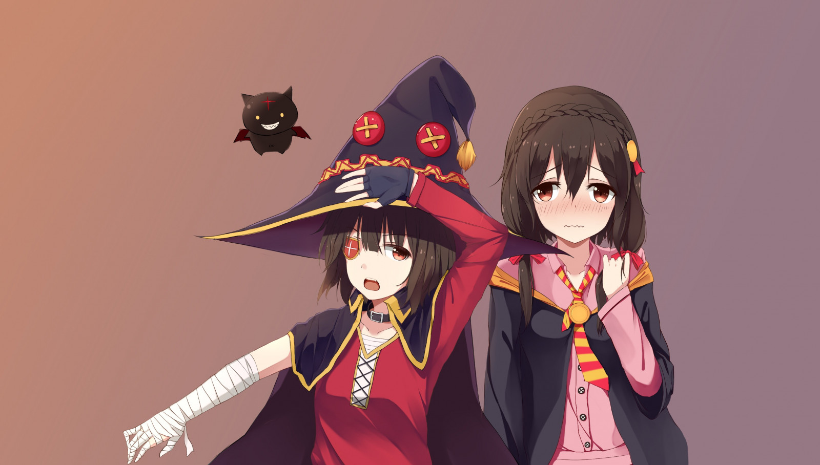 ilustrace, anime, Kono Subarashii Sekai ni Shukufuku wo, Megumin, Yunyun Konosuba, kostým, Snímek obrazovky, mangaka