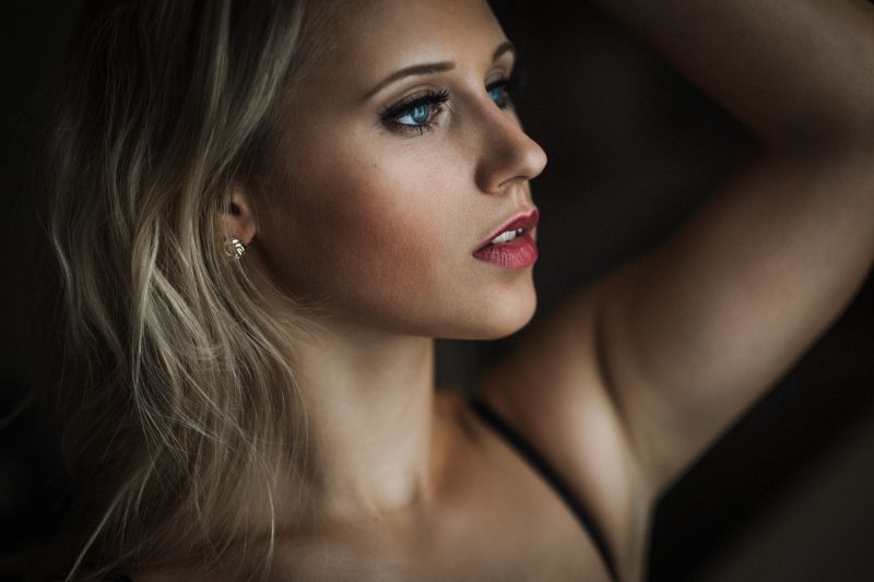 tvář, ženy, model, portrét, blondýnka, odvrátila tvář, ženy, model, portrét, blondýnka, odvrátila