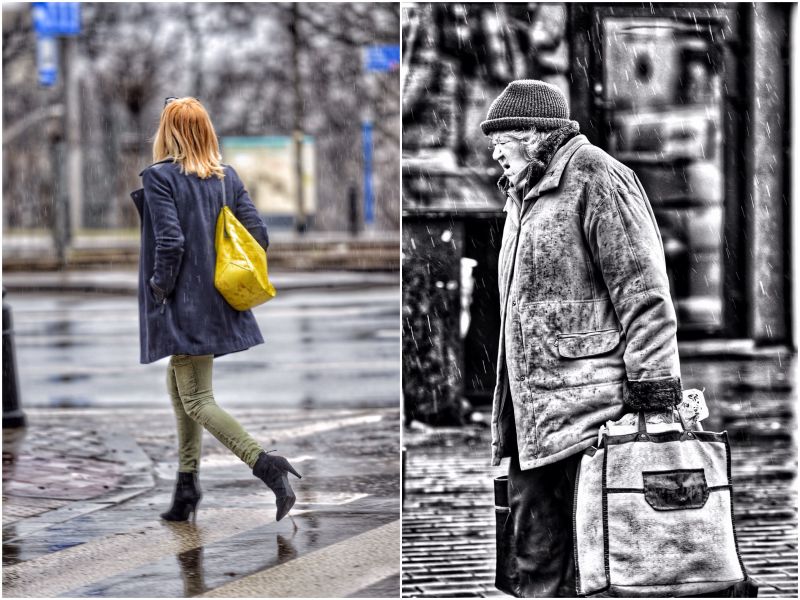 women,street,winter,rain,road,umbrella