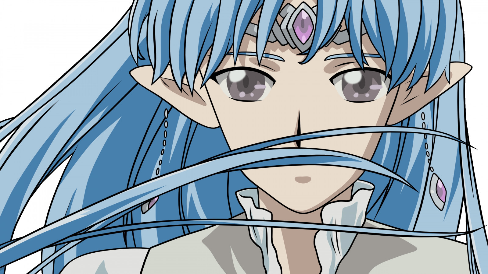 ragazza, gioielli elf, capelli, blu, orecchino