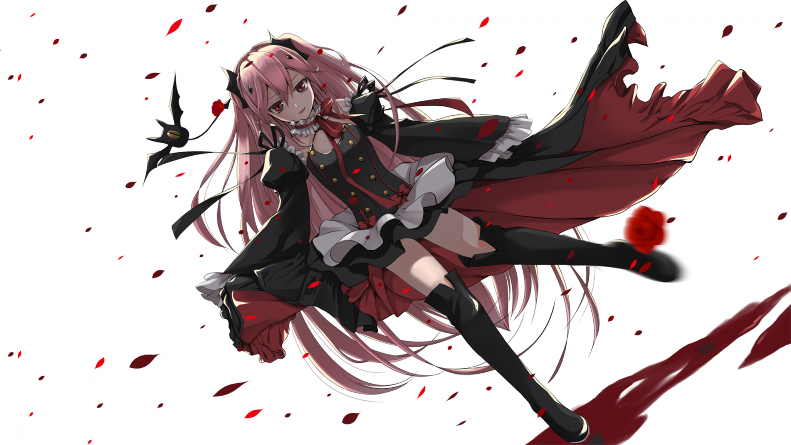 ilustrace, anime, kreslená pohádka, Owari No Seraph, Krul Tepes, květ, skica