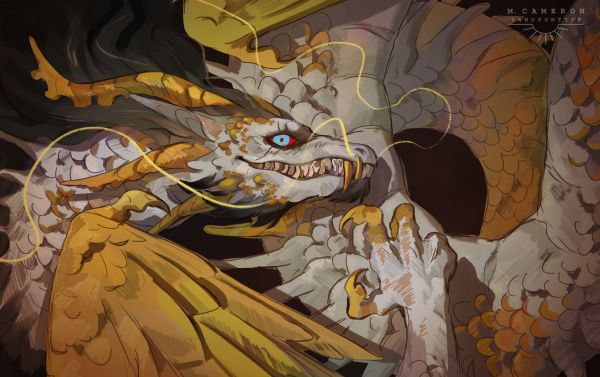 digital art,dragon,looking at viewer