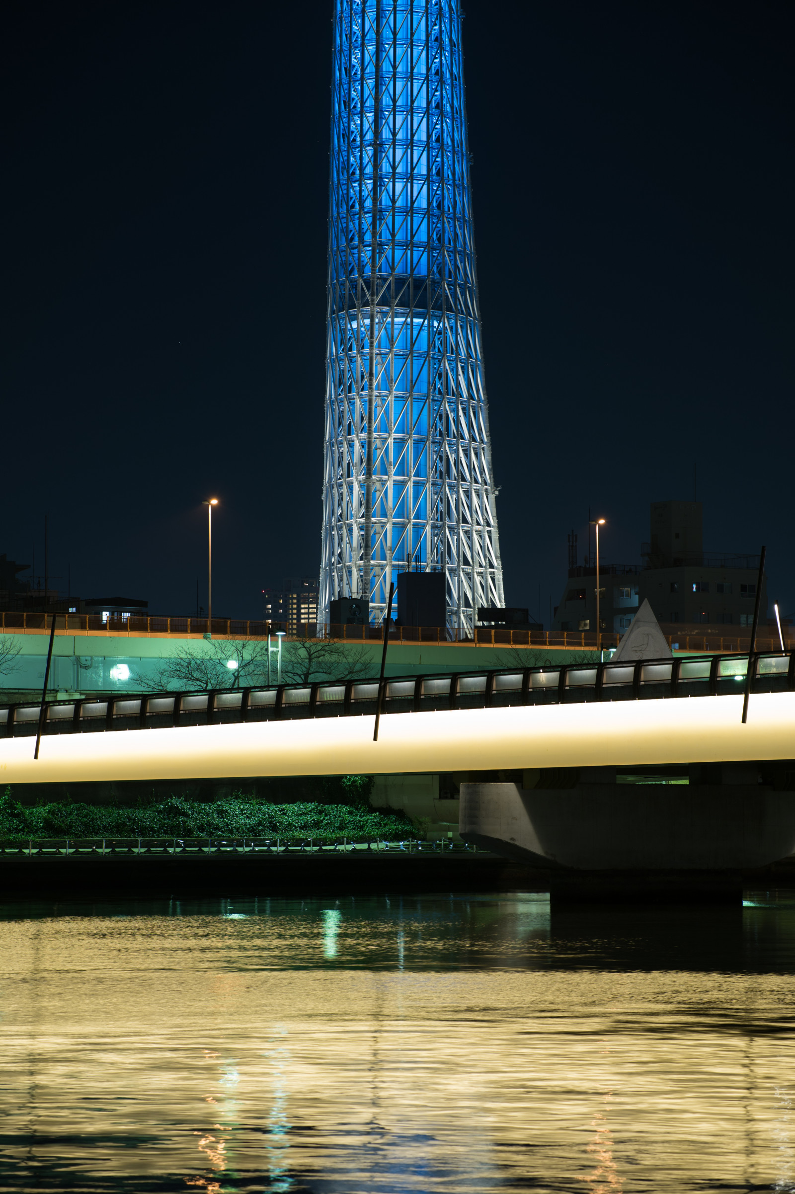 Japan, boat, cityscape, night, architecture, water, reflection, vehicle, skyline, skyscraper, evening, tower, bridge, Nikon, dock, dusk, Tokyo, Jp, Skytree, nikkor, illuminated, illumination, mast, iki, landmark, tokyoskytree, afs105mmf14eed, afsnikkor105mmf14eed, df, sakurabashi, cable stayed bridge