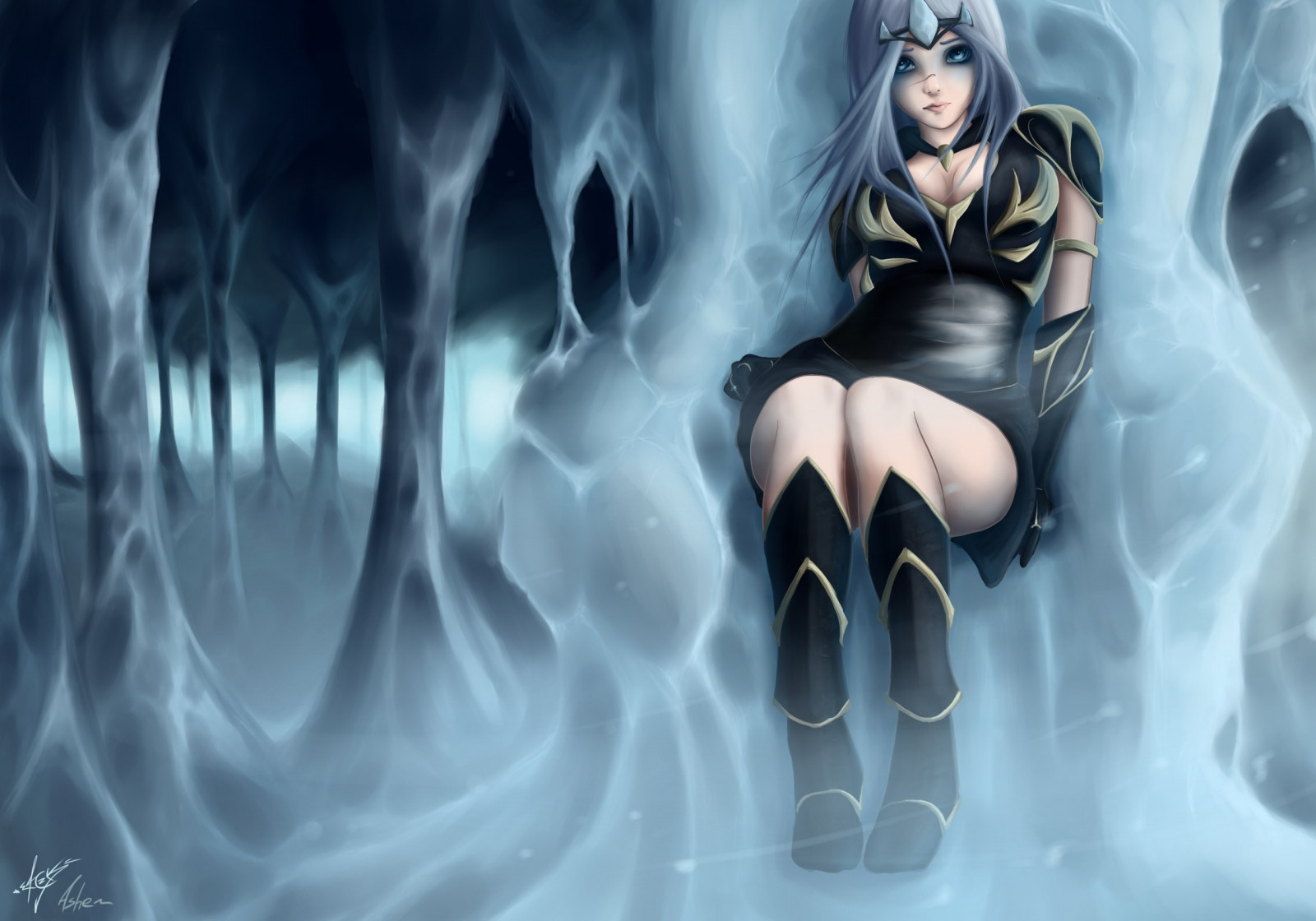 anime, Liga af legender, Ashe, skærmbillede, computer tapet, fiktiv karakter