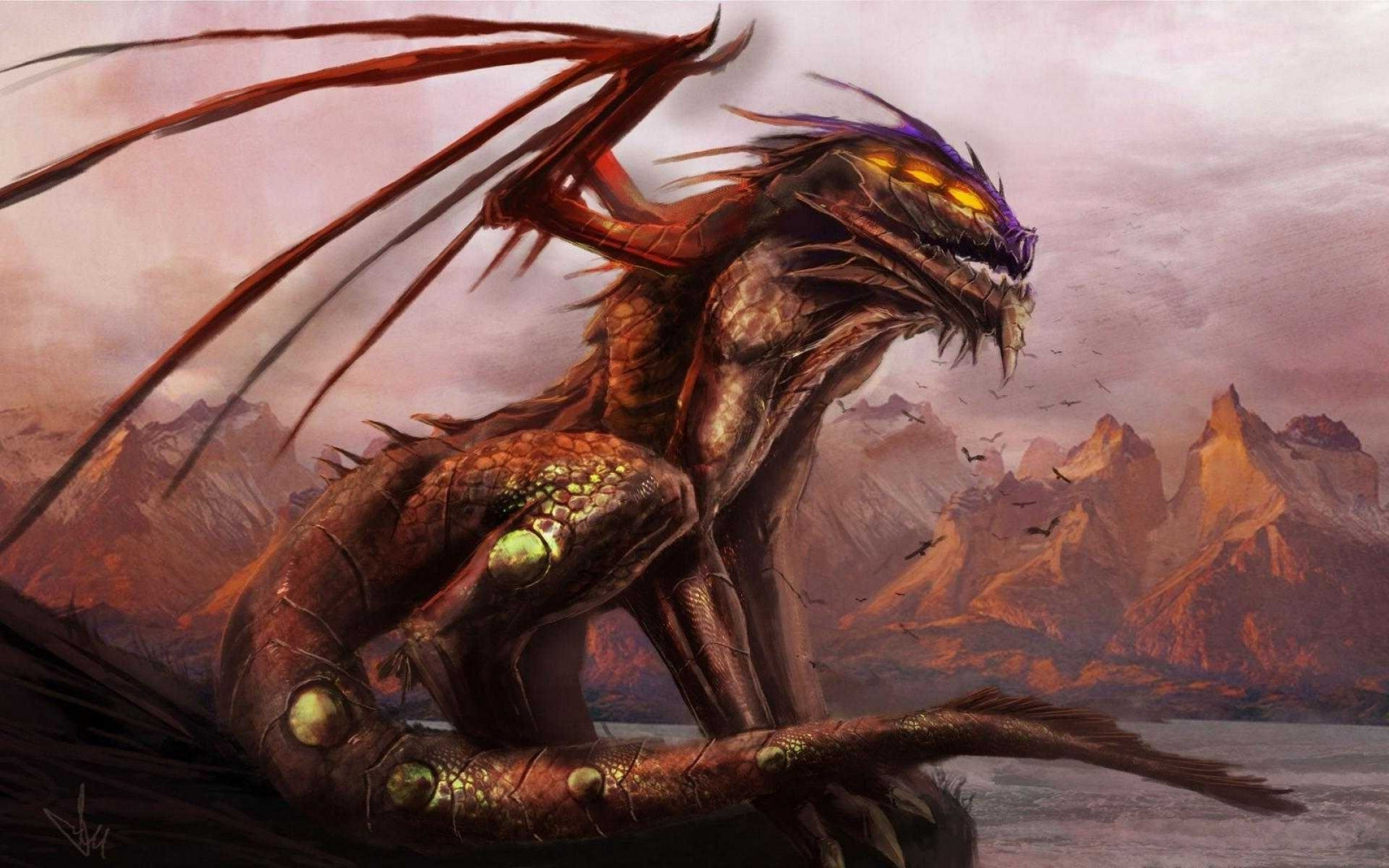 ilustrace, fantasy umění, drak, mytologie, Snímek obrazovky, 1920x1200 px, fiktivní postava, mýtické zvíře, mustang kůň