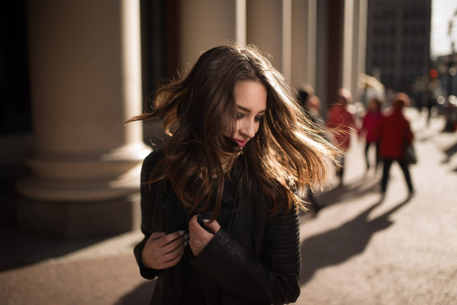 Černá, ženy venku, ženy, 500px, model, portrét, městský, Červené, šaty, móda, Kyle Cong, jaro, Osoba, oblečení, dívka, krása, dáma, fotografie, portrétní fotografie, focení