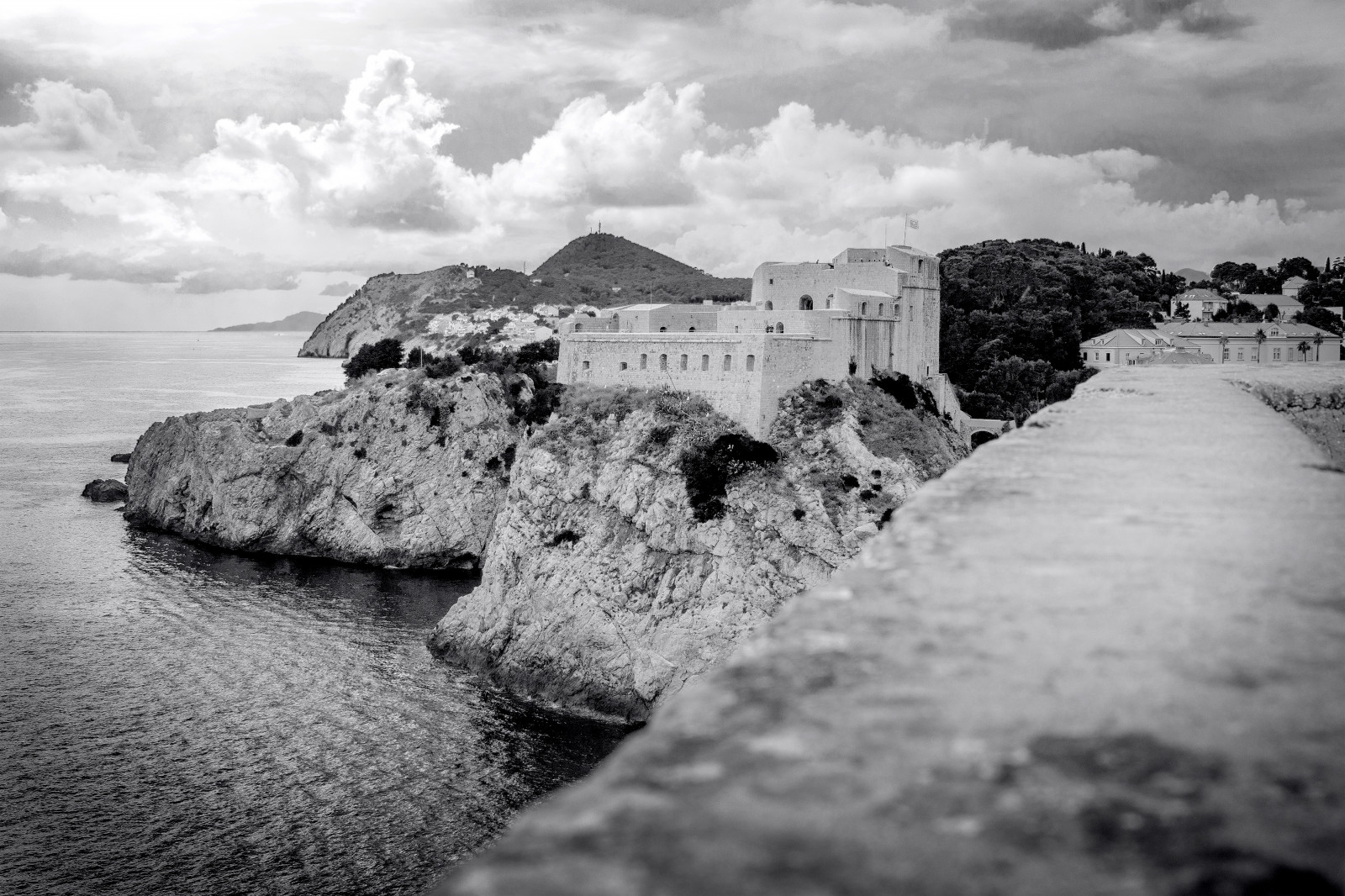 gammel, by, rejse, hav, sort og hvid, bw, hvid, sort, spil, historie, Turisme, vejr, skyer, by, Europa, fort, Kroatien, landing, konger, kystlinje, vægge, Balkan, gammel by, uafviklede, Dubrovnik, forsvar, adriaterhavet, troner, kingslanding, Westeros, Game of Thrones