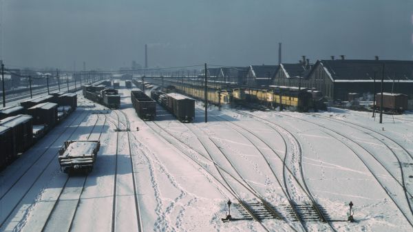 snow, winter, vehicle, train, railway, train station
