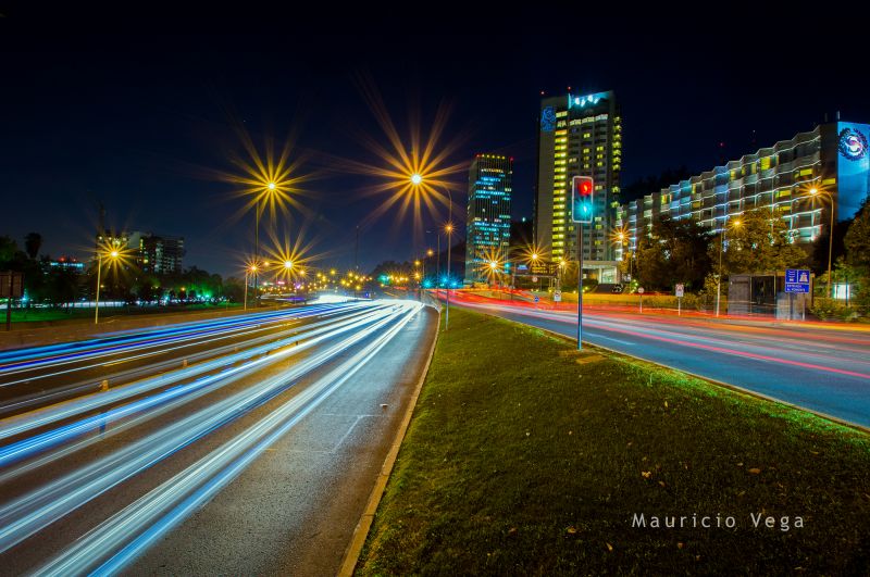 Metropolitní oblast, panoráma města, modrý, urban area, mezník, noc