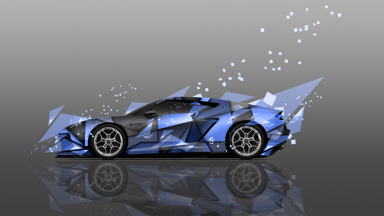 Wallpaper : digital art, reflection, triangle, geometry, sports car ...