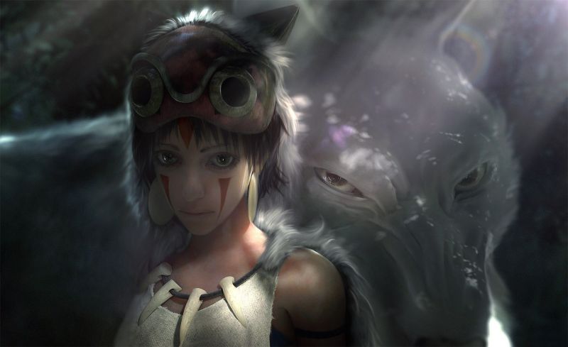fantasy umění, anime, anime dívky, Princezna Mononoke, mytologie, umělecká díla fantasy umění, anime, anime dívky, Princezna Mononoke, mytologie, umělecká díla