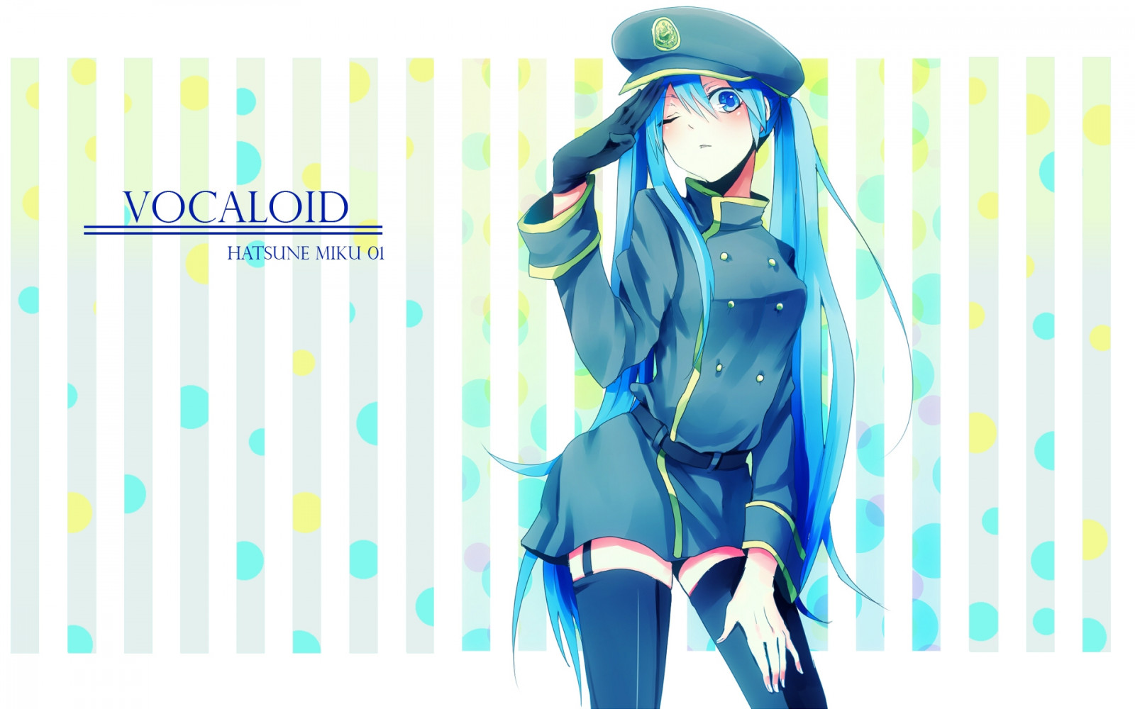 ilustrace, anime, kreslená pohádka, Vocaloid, Hatsune Miku, oblečení, dívka, kostým, gesto, service cap