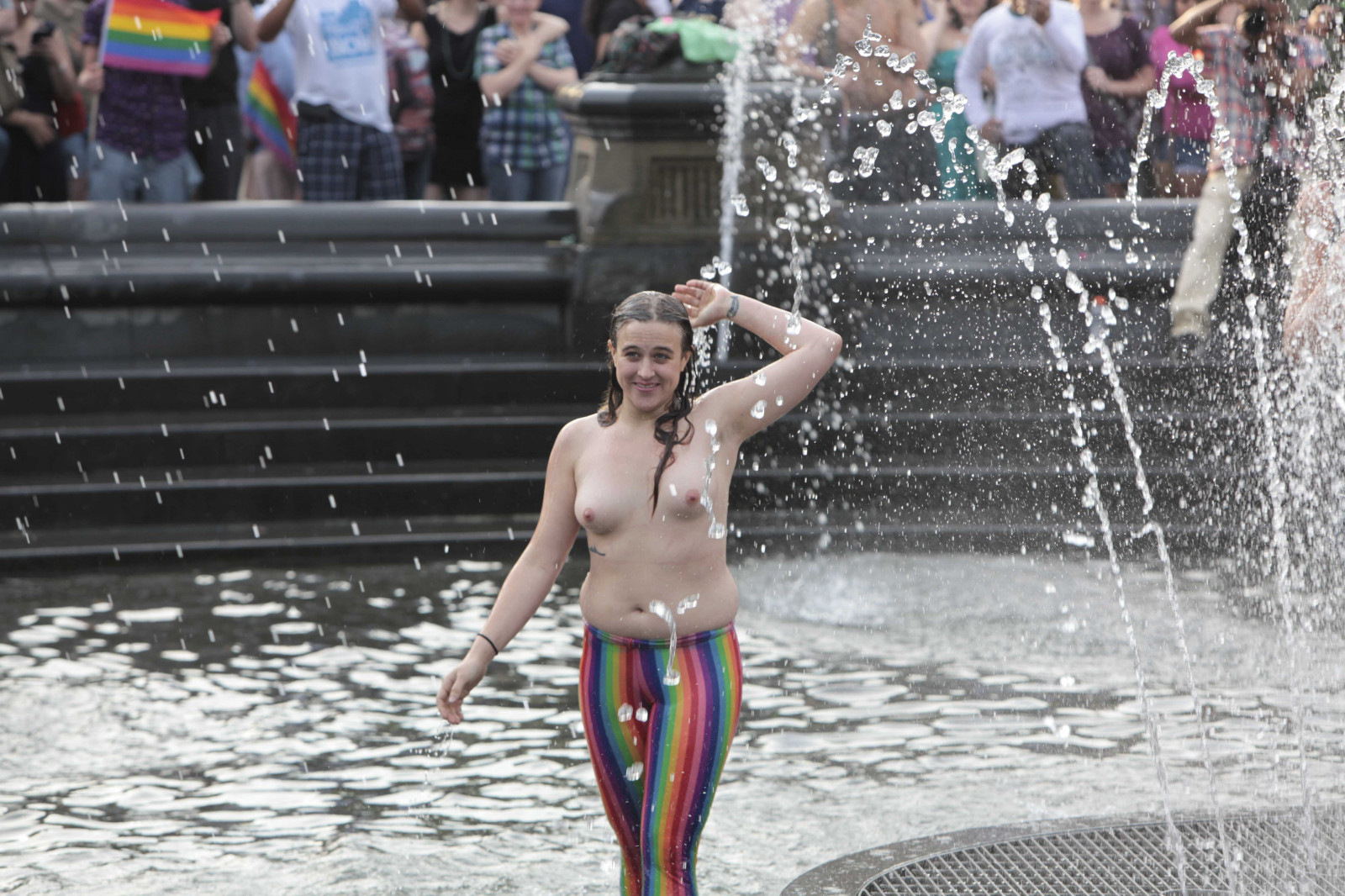 New York City, homoseksuel, sommer, Offentlig, lesbisk, Manhattan, Washington Square Park, stolthed, parade, fifthavenue, aktivisme, dykemarch, ediewindsor