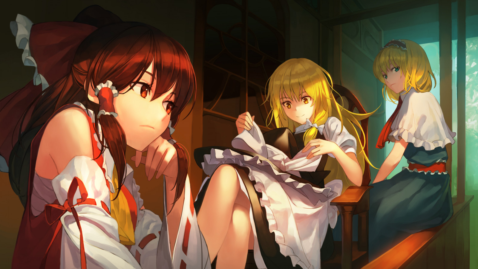 อะนิเมะ, สาวอะนิเมะ, Touhou, Hakurei Reimu, แม่บ้าน, Kirisame Marisa, เสื้อผ้า, Alice Margatroid, ชุดแต่งกาย