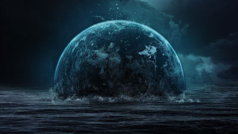 moře, planeta, prostor, Země, digitální umění, space art moře, planeta, prostor, Země, digitální umění, space art