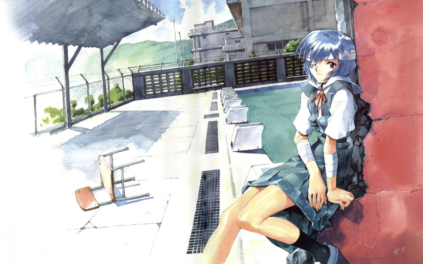 výkres, malování, ilustrace, anime, Neon Genesis Evangelion, nástěnná malba, UMĚNÍ, skica, moderní umění, akvarel barvy