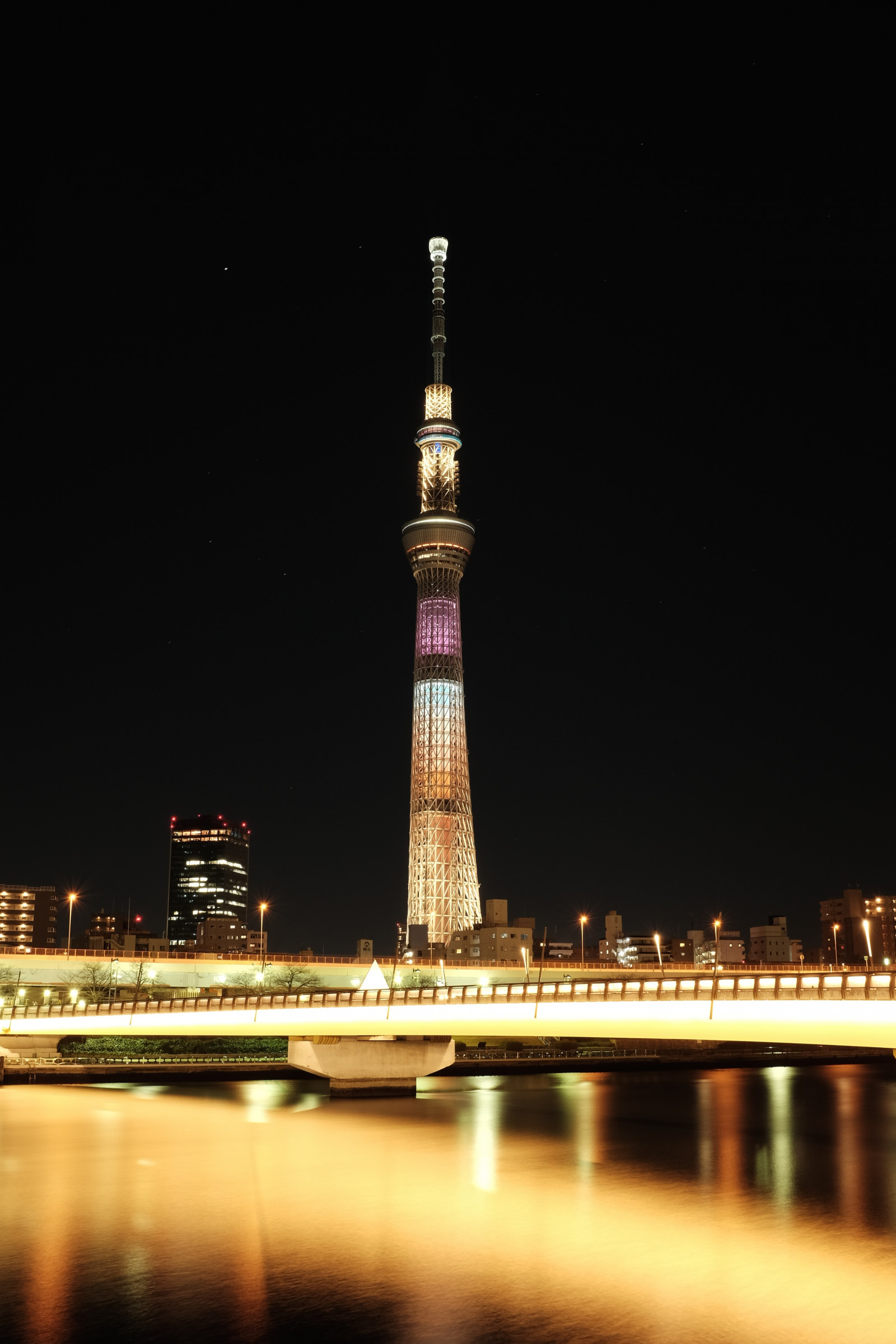 město, panoráma města, noc, architektura, odraz, panoráma, mrakodrap, večer, věž, most, soumrak, Tokio, Fujifilm, Skytree, světlo, tma, Fujinon, mezník, Tokyo Sky Tree, sakurabashi, classicchrome, x, lovelychocolat, summedriver, x100t