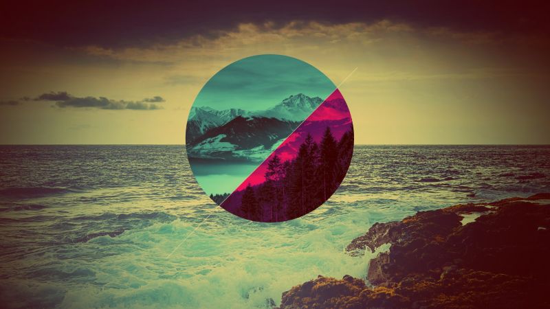 sunlight, digital art, sunset, sea, red, reflection sunlight, digital art, sunset, sea, red, reflection