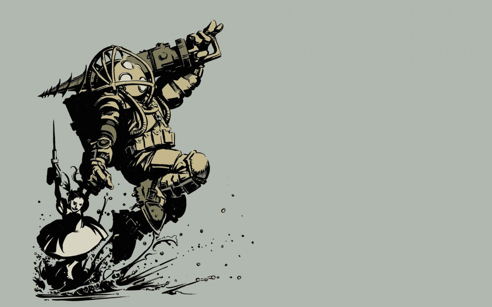 disegno, illustrazione, cartone animato, BioShock, ARTE, schizzo, 1920x1200 px, font