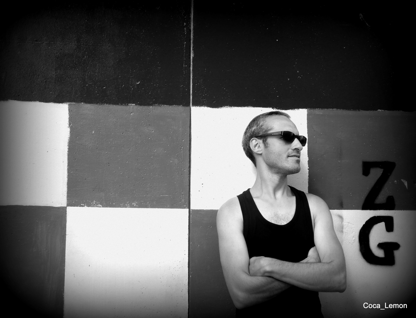 portræt, sort og hvid, bw, mand, solbriller, selv, Autoportrait, Kroatien, Zagreb, homme, croatie, selfie