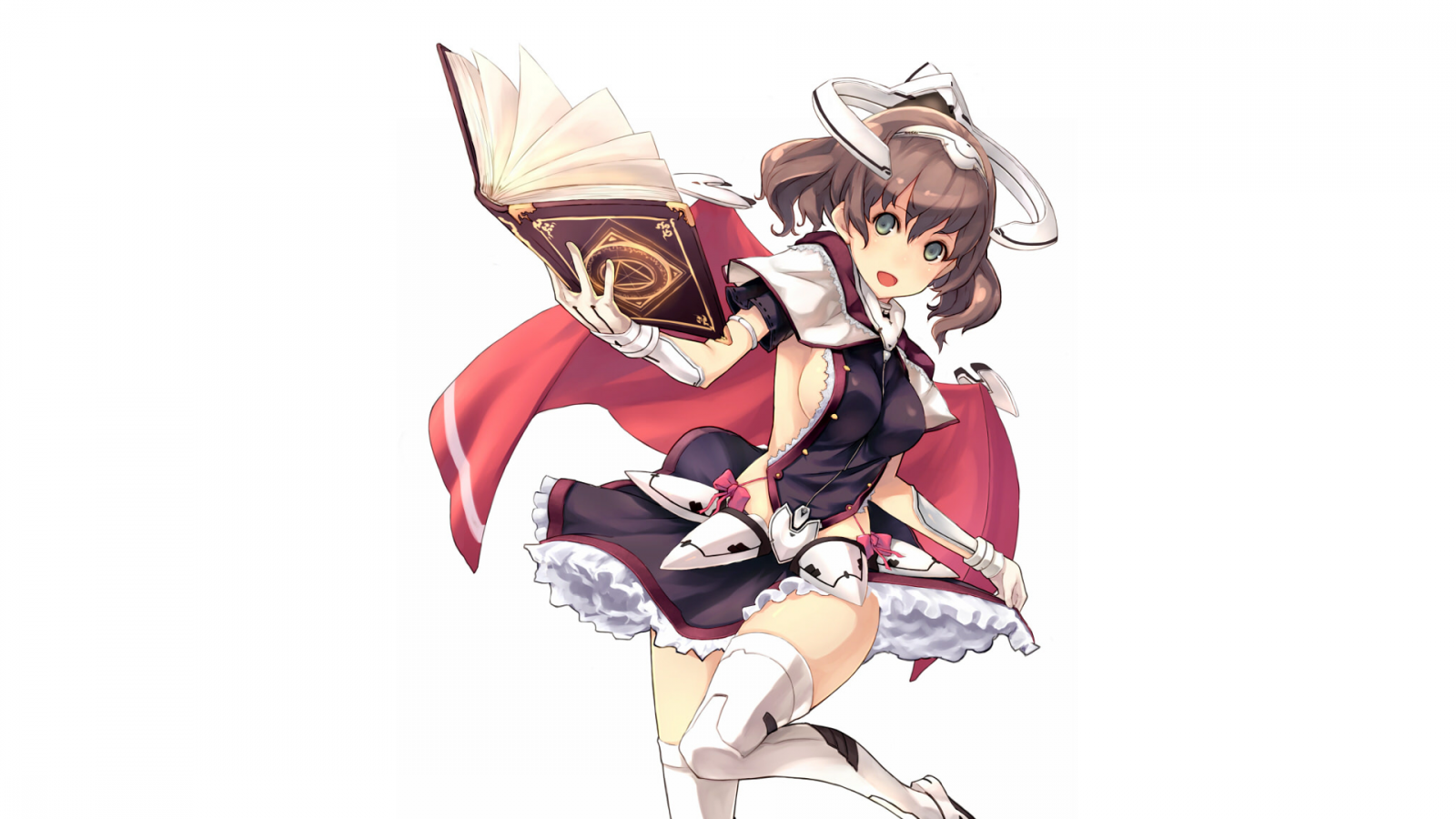 ilustrace, anime, anime dívky, loli, šaty, punčochy, knihy, kreslená pohádka, kouzlo, Šedé oči, figurka, kostýmy, akční figurka