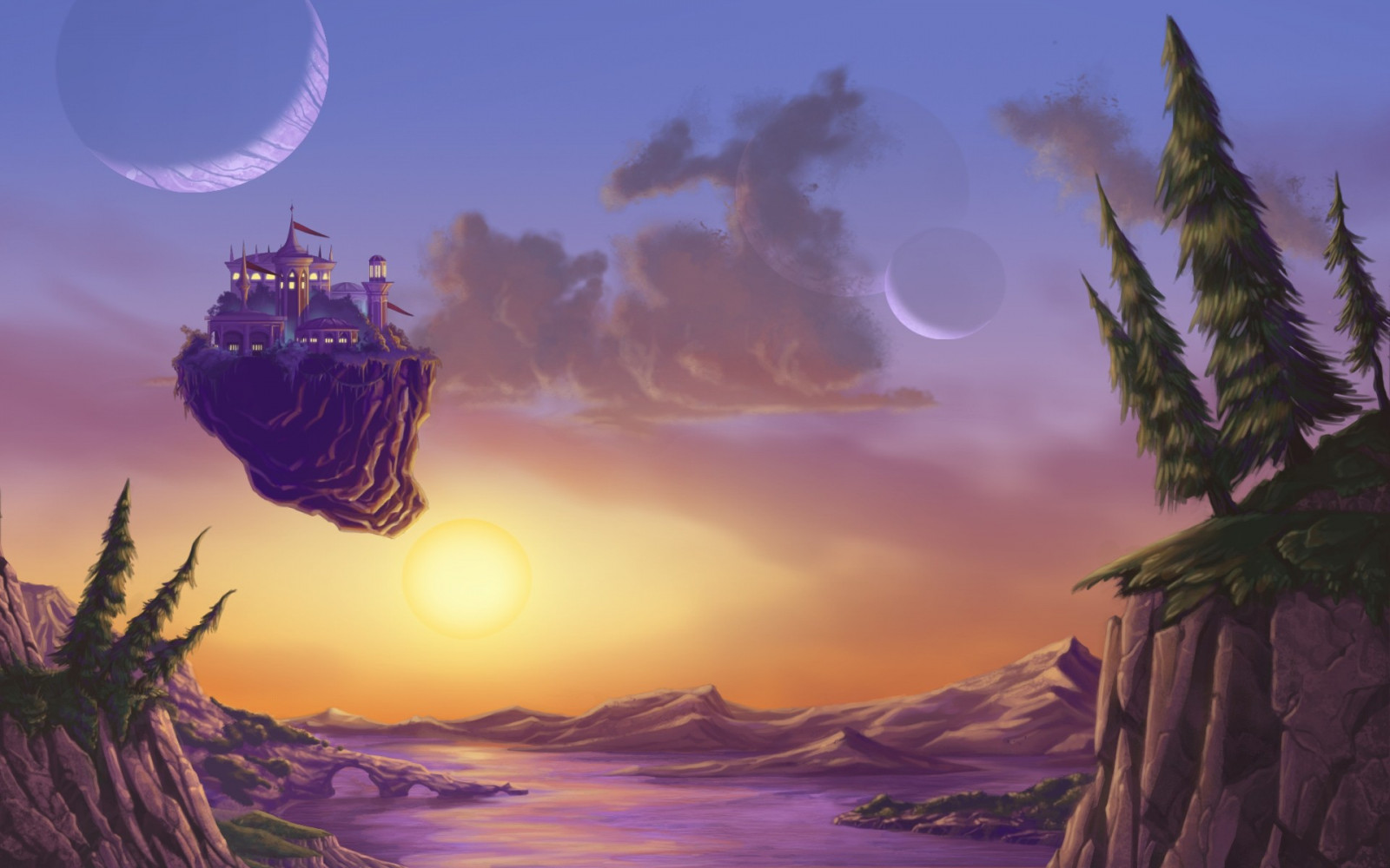 slunečnímu záření, fantasy umění, západ slunce, nebe, svítání, večer, ráno, soumrak, Bejeweled, Bejeweled 3, Beyond Reality, květ, svítání, Snímek obrazovky, atmosférický jev, počítač tapeta