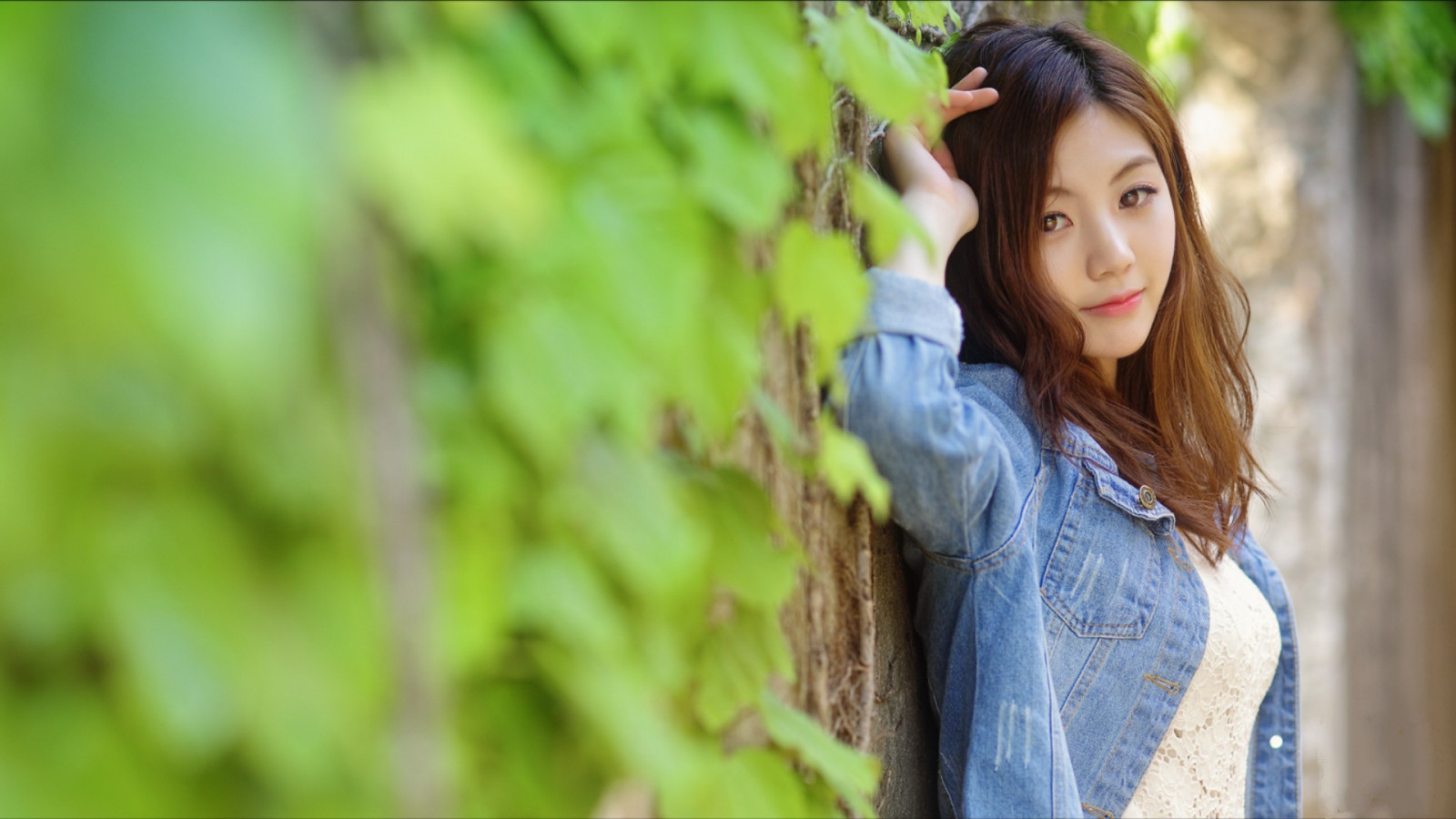 slunečnímu záření, ženy, model, portrét, dlouhé vlasy, asijský, fotografování, šaty, zelená, Jižní Korea, jaro, rockchaeeun, květ, dívka, krása, oko, žena, fotografie, portrétní fotografie, focení, hnědé vlasy