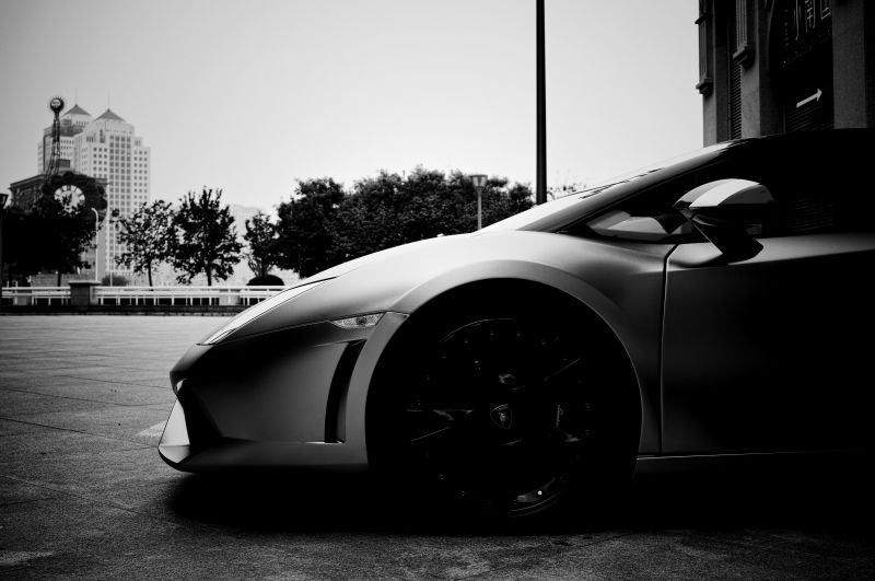 black, monochrome, car, vehicle, Lamborghini, street black, monochrome, car, vehicle, Lamborghini, street