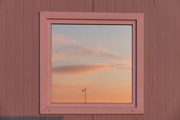 sunset,reflection,sky,window,wood,door