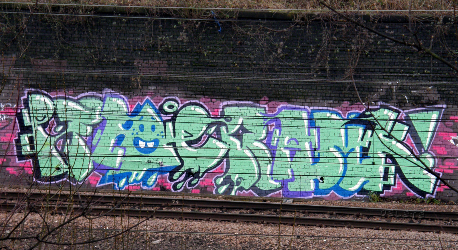 Londýn, ulice, městský, stěna, grafiti, pouliční umění, nástěnná malba, UMĚNÍ, plocha, pouliční umění, dráha, vymazat