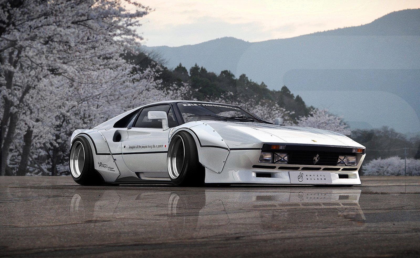 Khyzyl Saleem, auto, poskytnout, digitální umění, Ferrari, široké tělo