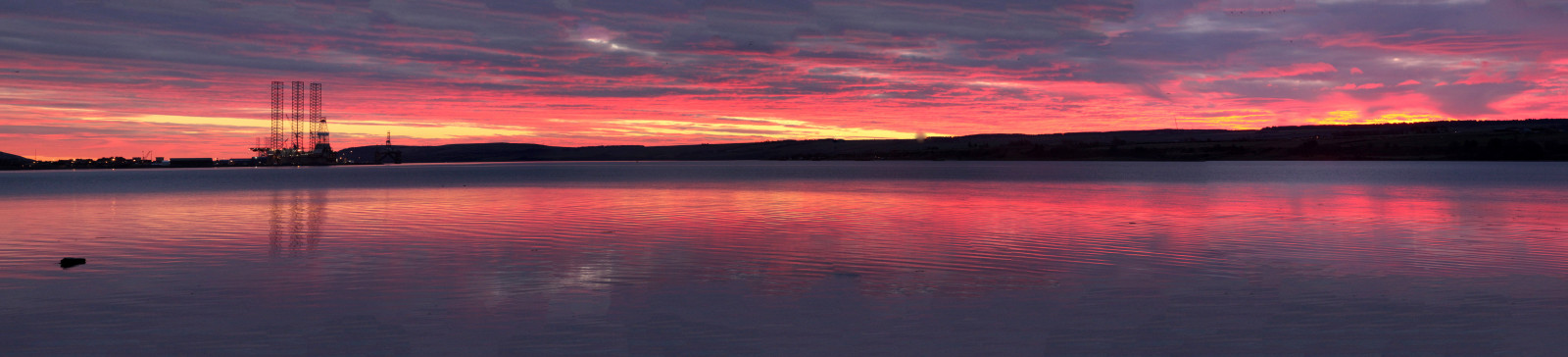 moře, panoráma, průmysl, voda, svítání, krajina, teplý, barvy, plošina, Cromarty, Davidson, Greig
