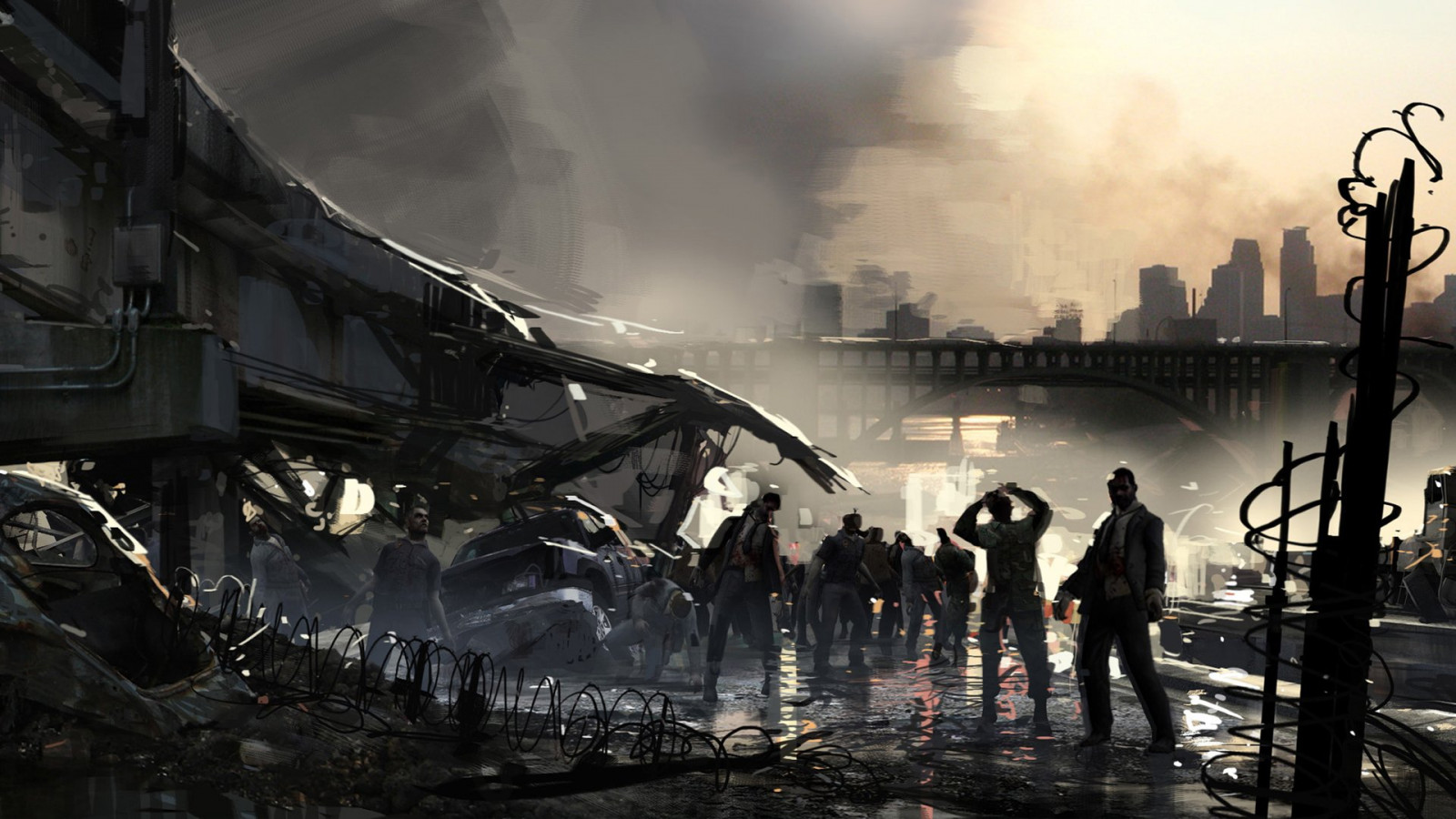 1920x1080 px, 4, umělecká díla, mrtví, vlevo, odjet, zombies