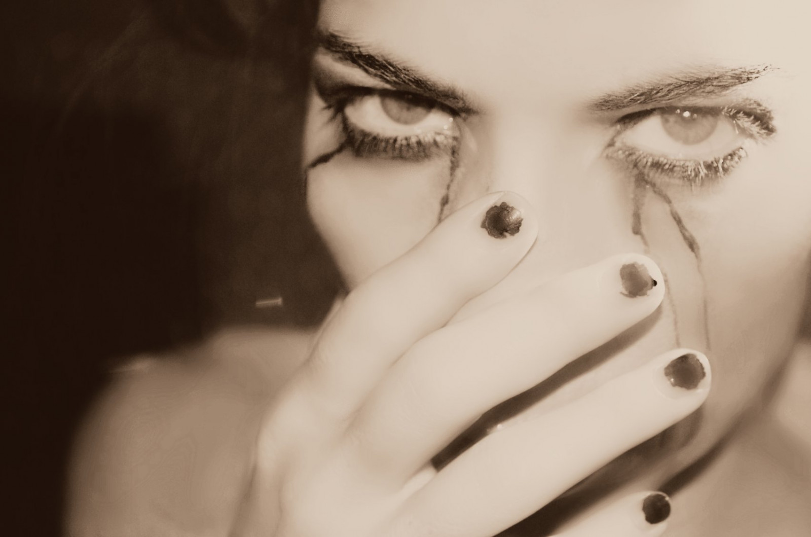 portrét, tělesné, žena, dívka, temný, oči, Nikon, fantazie, zkroucený, nikkidelmont