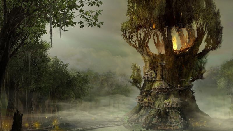 slunečnímu záření, stromy, les, fantasy umění, krajina, Příroda slunečnímu záření, stromy, les, fantasy umění, krajina, Příroda