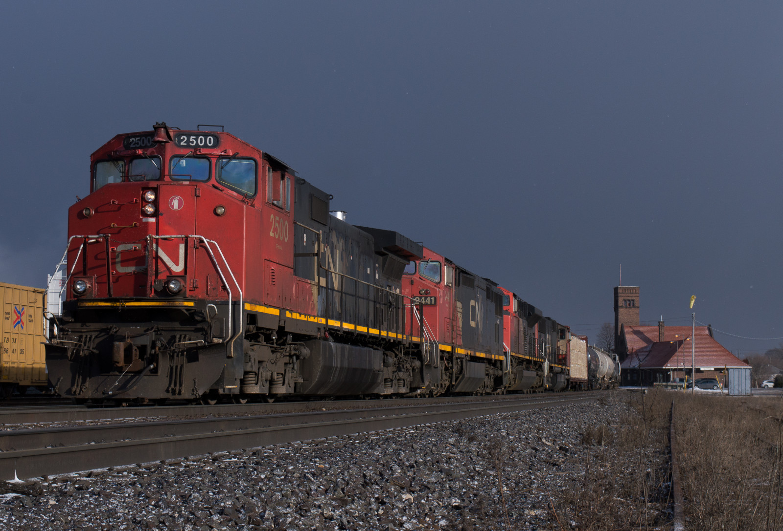 Wallpaper sky, vehicle, train, railway, evening, tracks, cargo
